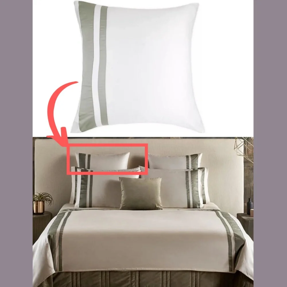 NIB [ 1 Euro ] Pillow Sham for Frette At Home Brenta in Ivory‎ / Sage Green